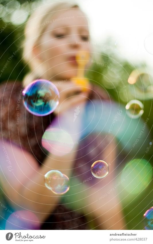 spring feelings. Feminine Young woman Youth (Young adults) 1 Human being 18 - 30 years Adults Emotions Moody Joy Happy Joie de vivre (Vitality) Soap bubble Blow