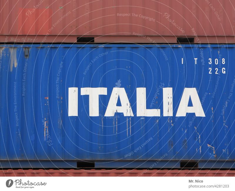 land of milk and honey I bella italia Container Harbour Logistics Container ship Container terminal Trade Container cargo Blue Italy Economy Globalization