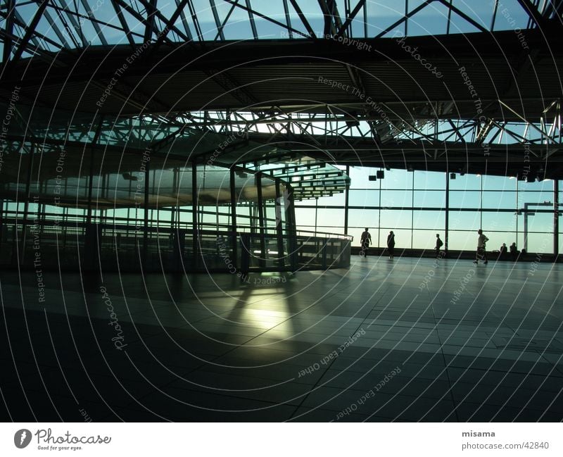 Airport Dresden Glass Window Sunbeam Domed roof Radiation Brilliant Loneliness Light Reflection Iron Steel Architecture Blue Contrast
