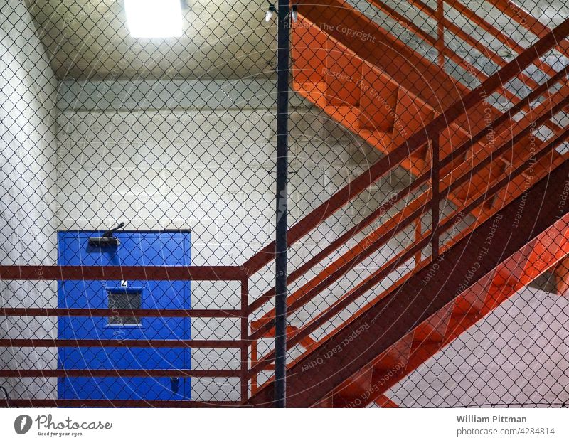 Stairwell Stairs exit exit door Emergency exit Way out Door Colour photo