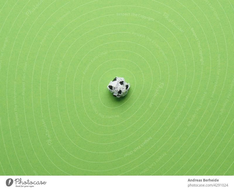 Soccer field, view from above crumpled paper conceptual game ball center top view team soccerball playing sport stadium ground football grass outdoors