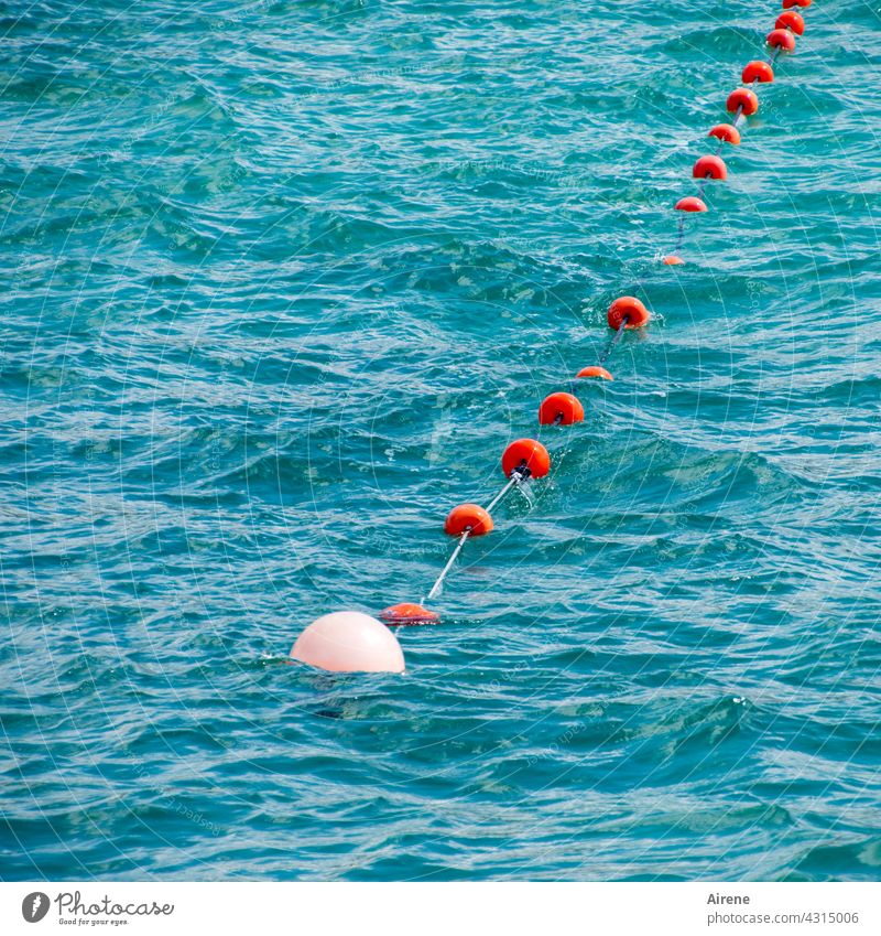 the fat end Buoy Line Restrict Maritime Blue Red Water Swimming & Bathing Divide Sign Waves Chain Blocking chain cordon End White Round Summery luminescent