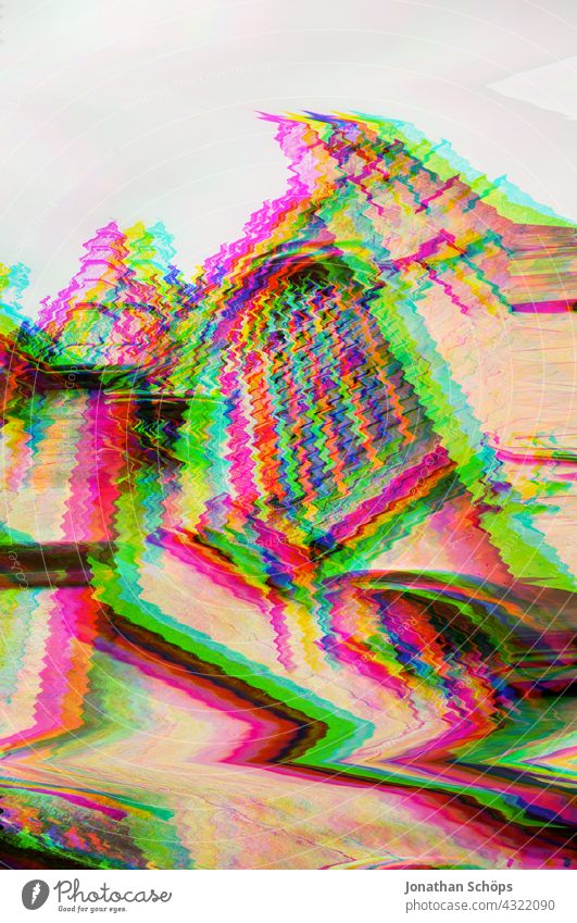Church in Bath, England, multicolored glitch effect Colour photo God Salvation Religion and faith Belief Mysterious Peace Expectation Crucifix variegated