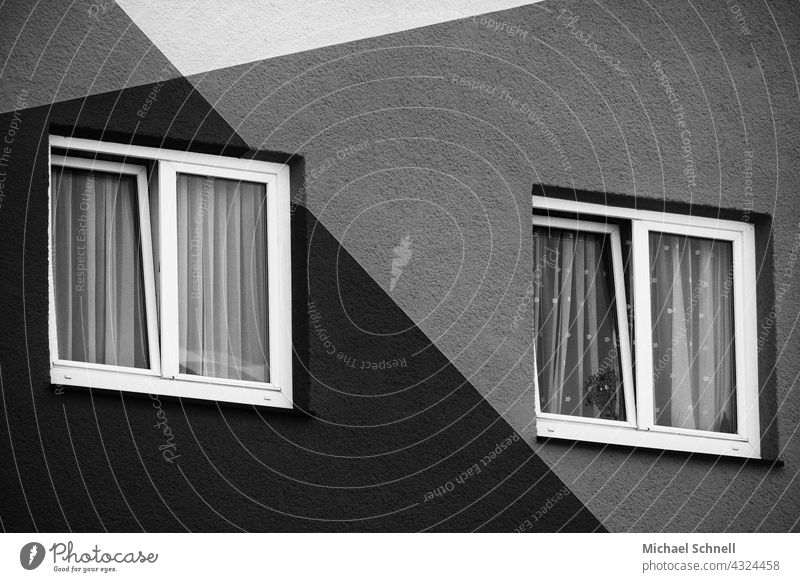 apartment window Window Apartment Building Facade House (Residential Structure) Deserted Living or residing Residential area Apartment house Pattern lines areas