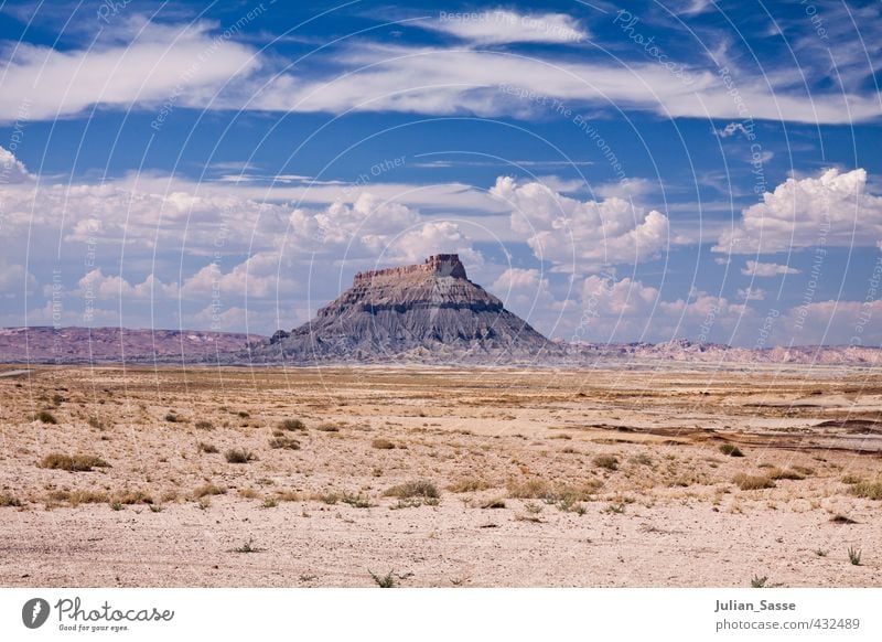 monolith Environment Nature Landscape Elements Sky Clouds Summer Beautiful weather Hot Arizona Steppe Sparse Mountain Rock Large Loneliness Minimalistic