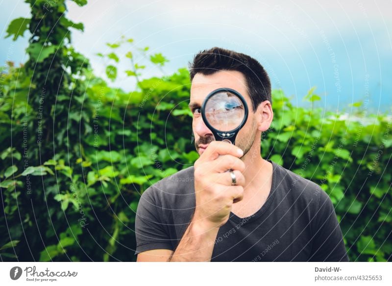 look through the magnifying glass - I see you Magnifying glass explore spy out dedective Observe Curiosity inquisitorial Man Looking observation Eyes
