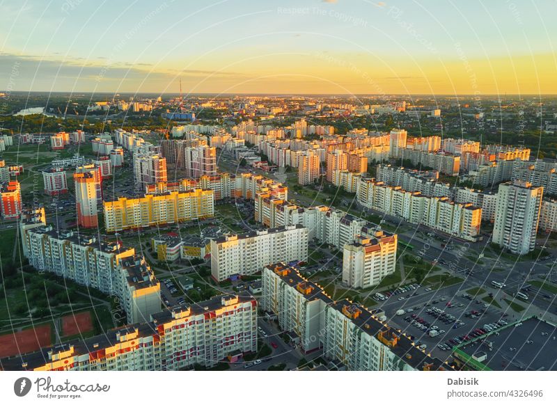 Aerial view of city residential district at sunset town street architecture aerial gomel belarus aerial view building cityscape country destination europe