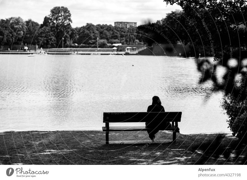 Longing for a lake | Parktour HH21 Lake Water Exterior shot Loneliness Calm Wait Dream Sadness Wanderlust Hope Emotions Human being Day Moody Lovesickness
