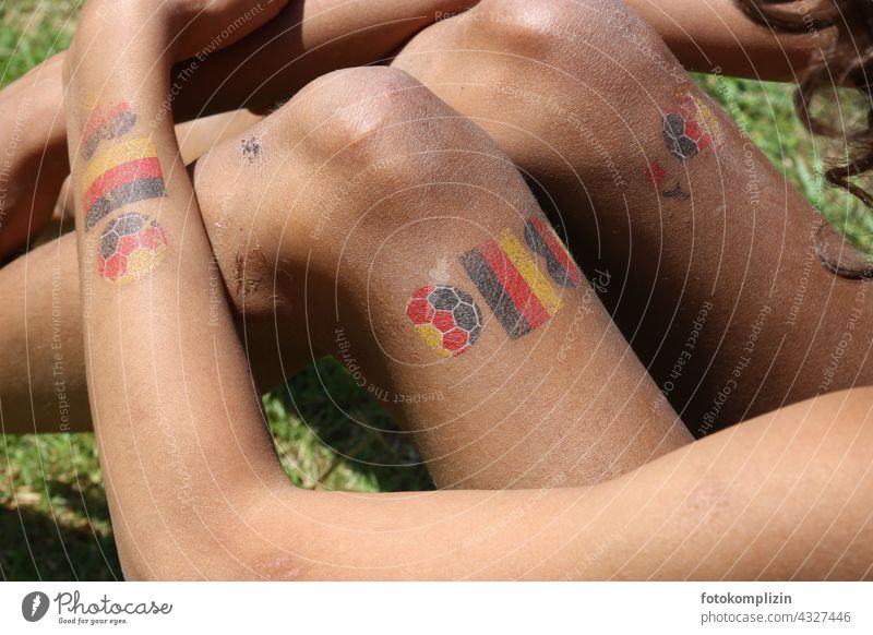 German football motif kids tattoos on girl arms and legs Arm Legs Tattoo Tattooed Nationality WORLD CUP EM Germany German flag Nationalities and ethnicity