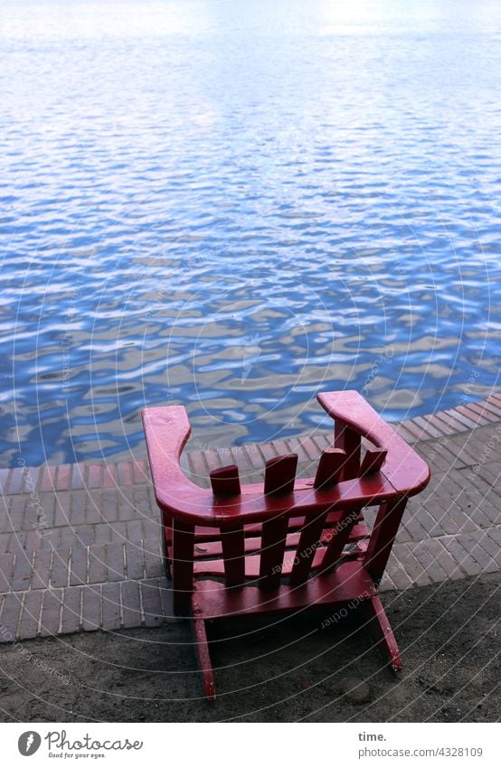 ParkTourHH21 | chill area Chair tranquillity Water Lake Brick bank Sit Red stable Swell Far-off places unmanned Lonely Empty Free
