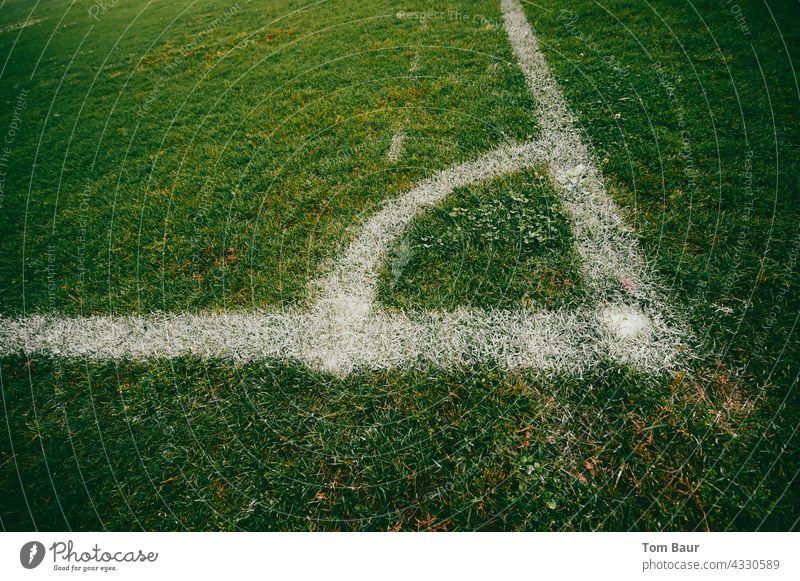 Corner of a football pitch - without corner flag Foot ball Football pitch Football stadium Soccer training Sports Ball sports Sporting Complex Colour photo