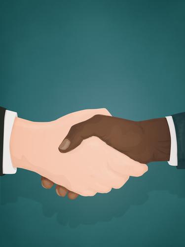 Two businessmen shaking hands handshake business men black man white man race racial equality BLM businessman male Racial equality racial justice