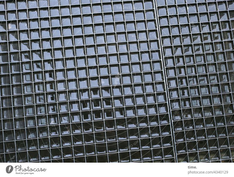 Interspaces | damp today Metal grid Gray Wet Damp Protection Safety service Reflection Iron Bird's-eye view light progression Grating