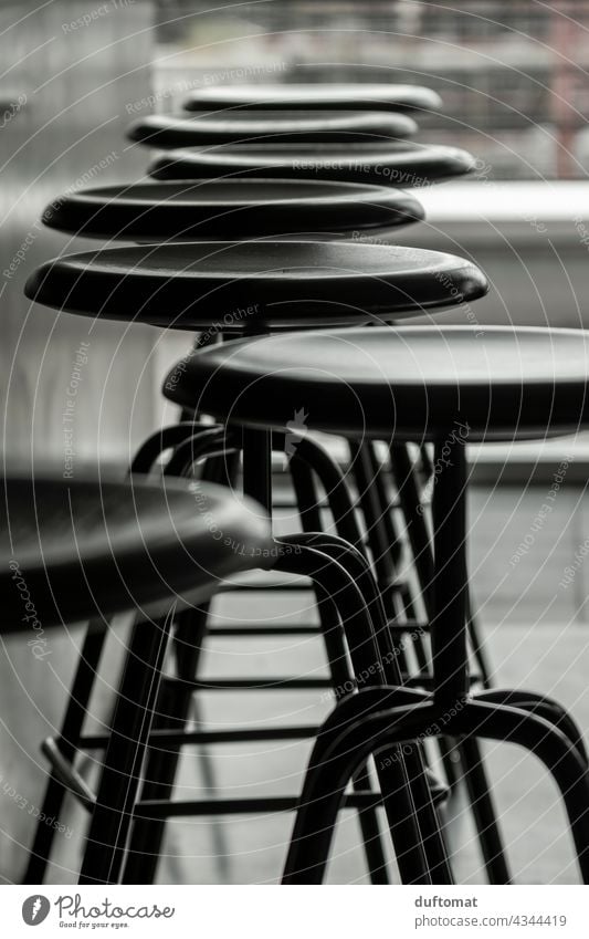 Chairs at the bar, black/white Stool Bar stool chairs Flare Black & white photo architectonically Seating Shadow Counter black-and-white Shadow play Sit