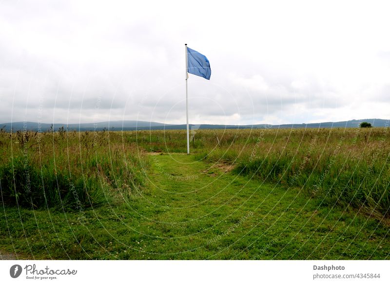 Blue Commemorative Flag at Culloden Battlefield Scotland flag blue blue flag solemn commemorative Jacobite Jacobites remembrance white tourism