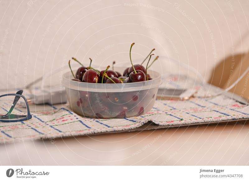 cherries in the skin shell fruit Tray Eyeglasses Cellphone Doily plastic bowl