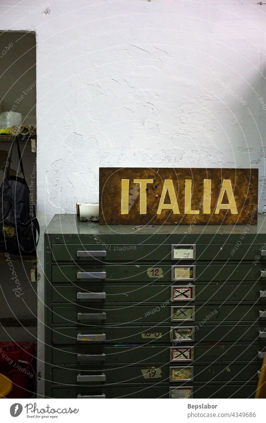 Old chest of drawers italy archive italian written deposit secret secretaire furniture classroom interior artistic