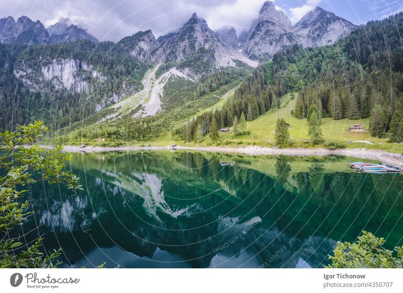 Dachstein Mountains reflected in Gosau beautiful lake, Austria austria dachstein gosau mountains nature landscape travel alps water view tourism reflection