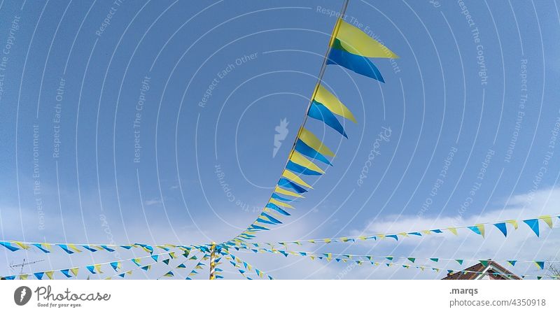 Pennant in blue and yellow celebrations decoration Sky pennant chain Blow Ukraine Beautiful weather Decoration Feasts & Celebrations Flag flag