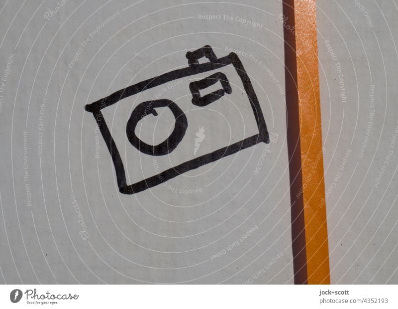 drawn & painted | simple snap next to narrow band Drawing Camera Creativity Decoration Symbols and metaphors Painted Icon Surface Neutral Background White Band
