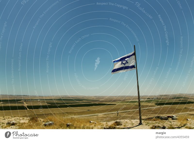Israel - National - Flag - Flag flag Patriotism Ensign Blow Sky Flagpole Deserted Wind Judder Politics and state Sign Nationalities and ethnicity flagpole