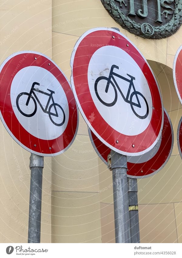 Bicycle Prohibition Road Signs Transport Road sign Means of transport Cycling Cycling tour Cycle path Wheel cyclists cycle path Bans Prohibition sign
