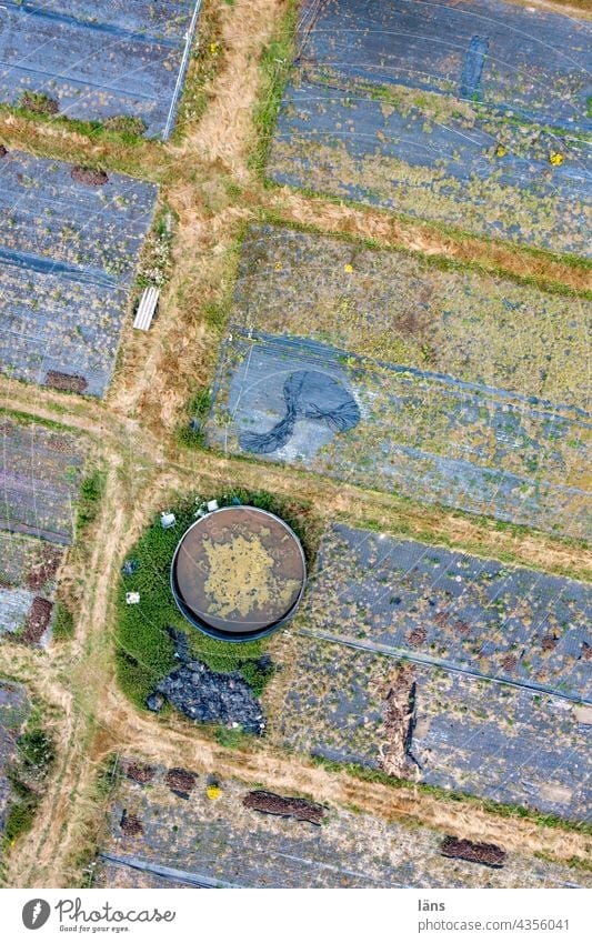 Plastic film in agriculture ll Structures and shapes Nature food production UAV view Deserted Bird's-eye view droning Drone pictures Landscape Field