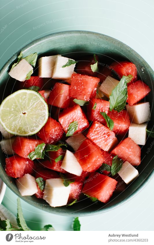 watermelon fruit salad above appetizer background bowl breakfast color colorful delicious dessert detox diet dinner dish eating food fresh gourmet green healthy