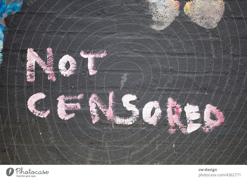 NOT CENSORED - drawn & painted Not censored Graffiti Daub painting Street art Youth culture Mural painting Exterior shot Characters Subculture Facade