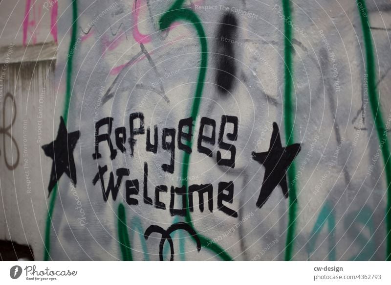 Refugees Welcome - drawn & painted refugee refugees refugees welcome welcome culture Characters Colour photo Political movements political expression