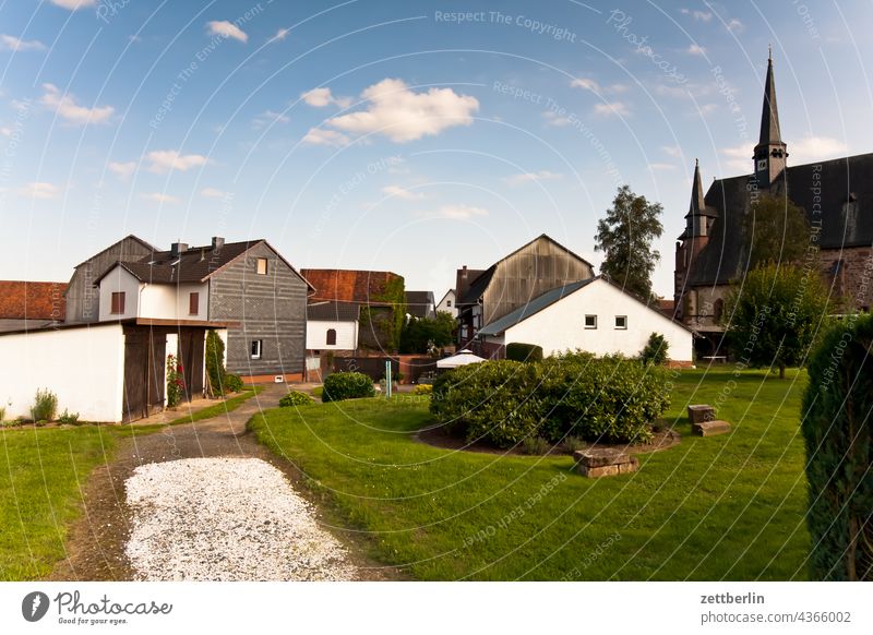 water stream Village location Place House (Residential Structure) Apartment Building Church Church spire Exterior shot Deserted Religion and faith Architecture