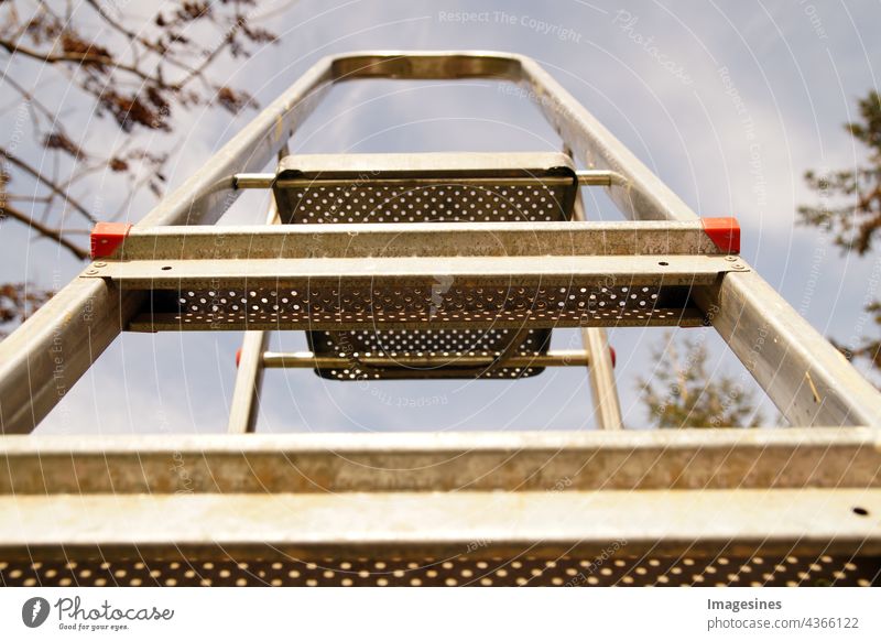Sky ladder - Garden ladder - Household ladder against the sky background backgrounds pretty Brown business Close-up Colour Design underneath Environment gear