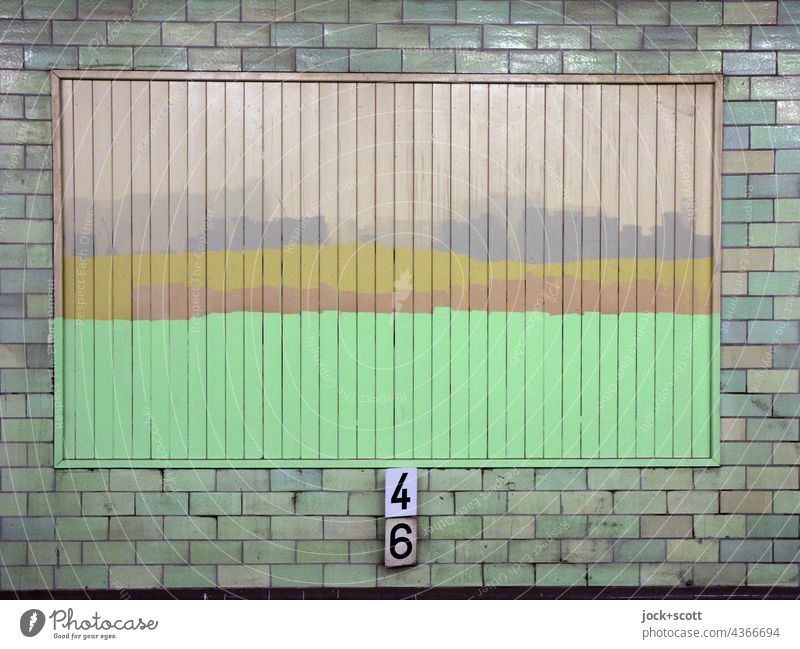 drawn & painted | billboard in the subway station Billboard Berlin Wall (building) Painted Tile Subsoil Alexanderplatz Structures and shapes Abstract