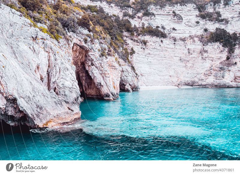 Coastal cliffs, Greek islands, Ionian Sea coastal landscape Greece Islands SEA Turquoise Mediterranean clear water Corfu ionian Ionian Islands ionic sea