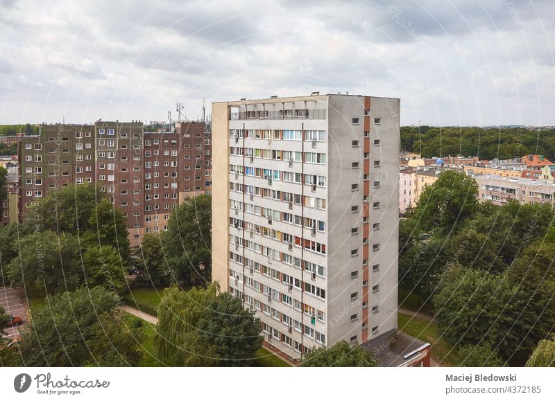 Residential buildings at Niebuszewo district in Szczecin, Poland. city apartment residential Stettin aerial cityscape skyline Europe view block architecture