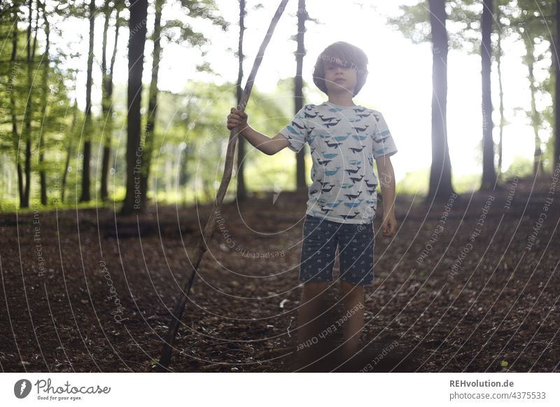 Boy in the forest Boy (child) Nature naturally Forest Tree Beautiful weather Playing Authentic Walking Small Infancy Human being Child Environment Adventure