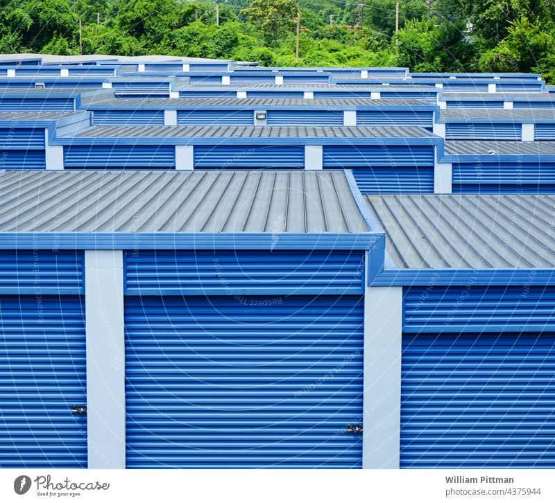 Blue Storage Storage area Warehouse Logistics Trade Deserted Colour photo Facade Stock of merchandise Depot Industry Building Blue tone