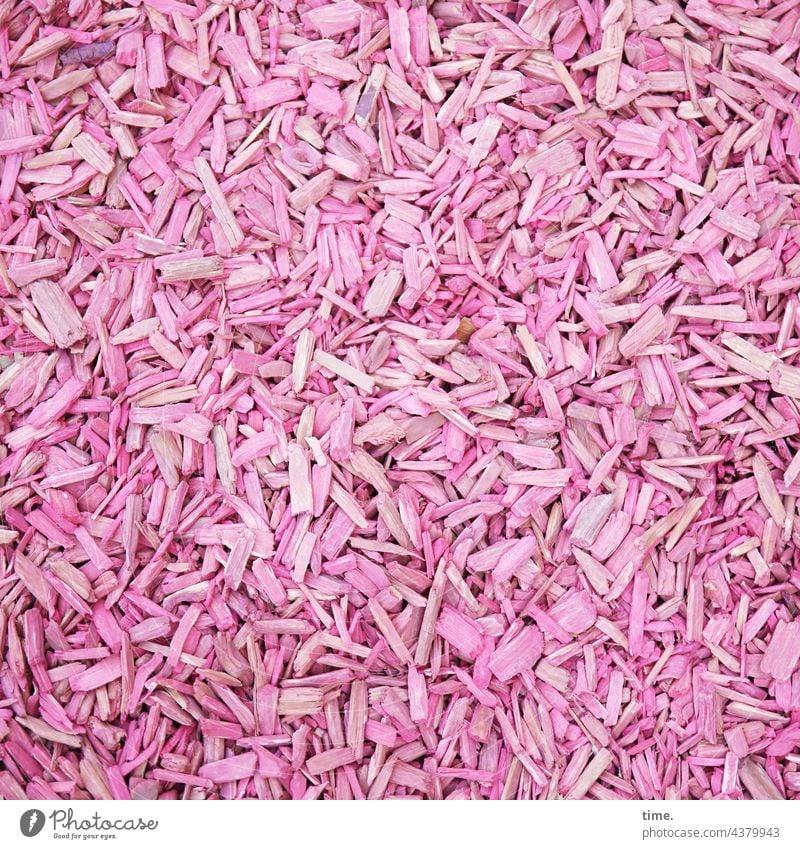 There we have the salad | Artificial salad Wood shavings mulch bark mulch Pink Land cover Bird's-eye view Many Surface Pattern structure small parts prick