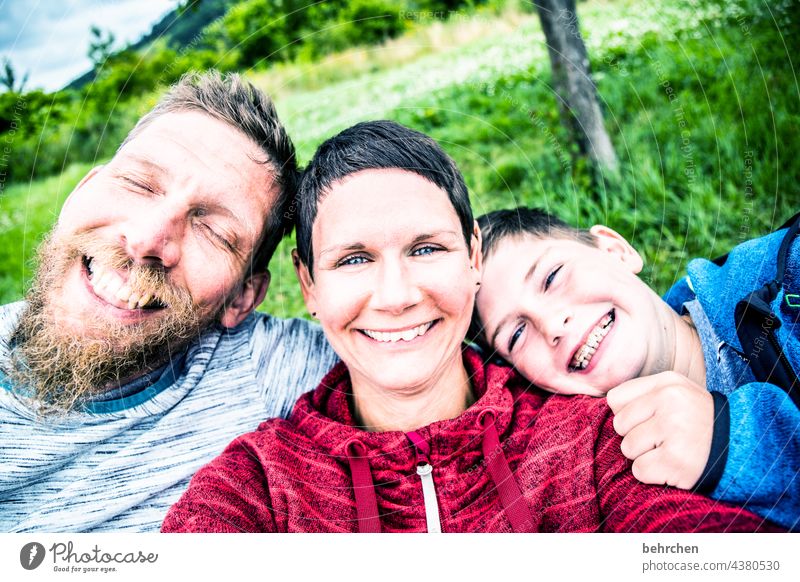 Laughter is healthy! Facial hair Close-up Contrast Light Day Emotions contented Warm-heartedness Colour photo Sympathy portrait Selfie dad Love mama Happiness