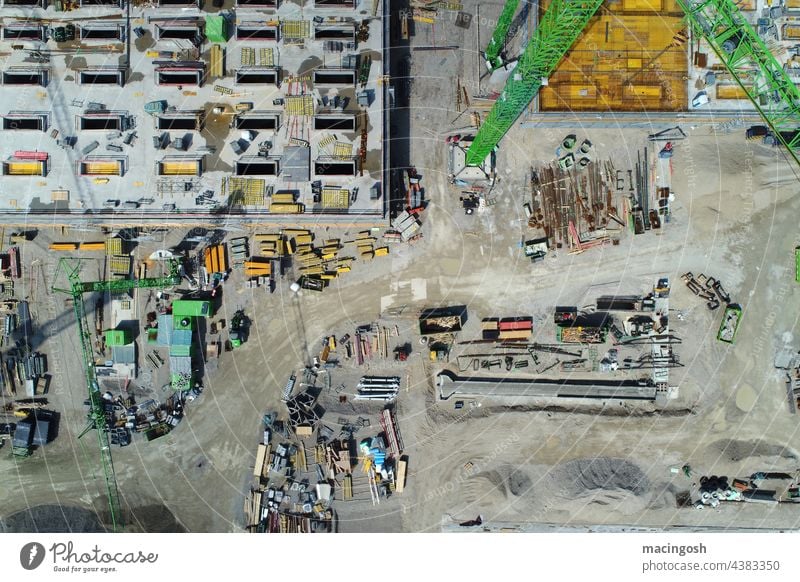 Bird's eye view of the construction site Construction site Architecture Manmade structures Exterior shot Deserted Colour photo Craft (trade) building trade