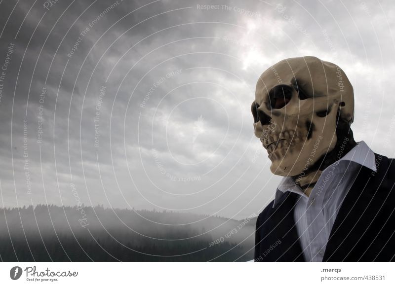 Death suits him well Androgynous Head 1 Human being Environment Nature Storm clouds Climate change Bad weather Fog Death mask Death's head Hallowe'en Sign