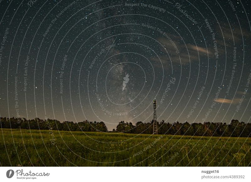 Milky Way, Venus and meteor over a forest Milky way Meteor Night Sky Night sky Exterior shot Colour photo Constellation Astronomy clearer in the sky stars