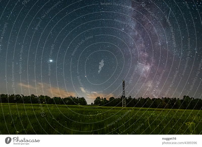 Milky Way, Venus and meteor over a forest Milky way Night Stars Exterior shot Sky Night sky Colour photo Deserted Landscape Long exposure Nature Universe Galaxy