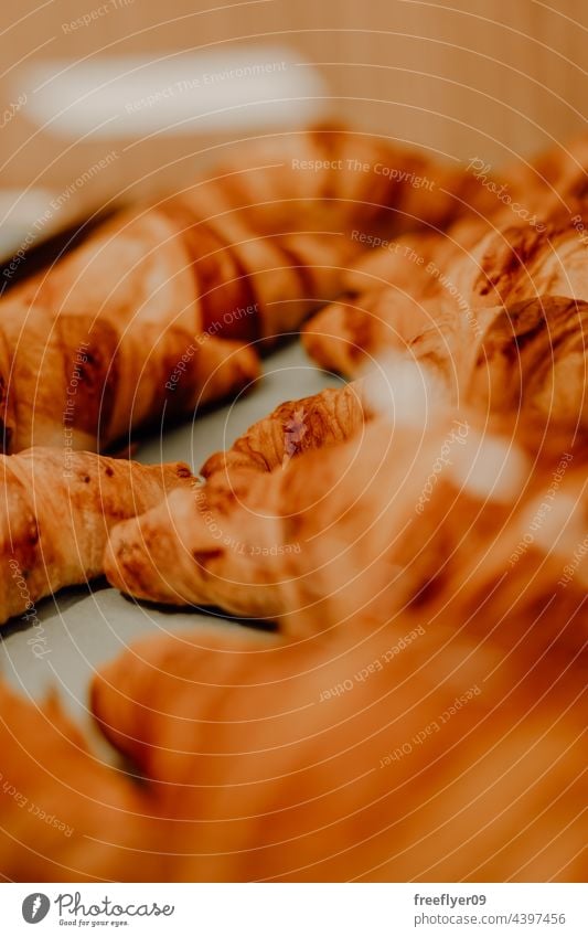 Group of croissants piled up on a bakery baked group breakfast homemade golden brown tasty bread traditional crust fresh cuisine pastry bun background food