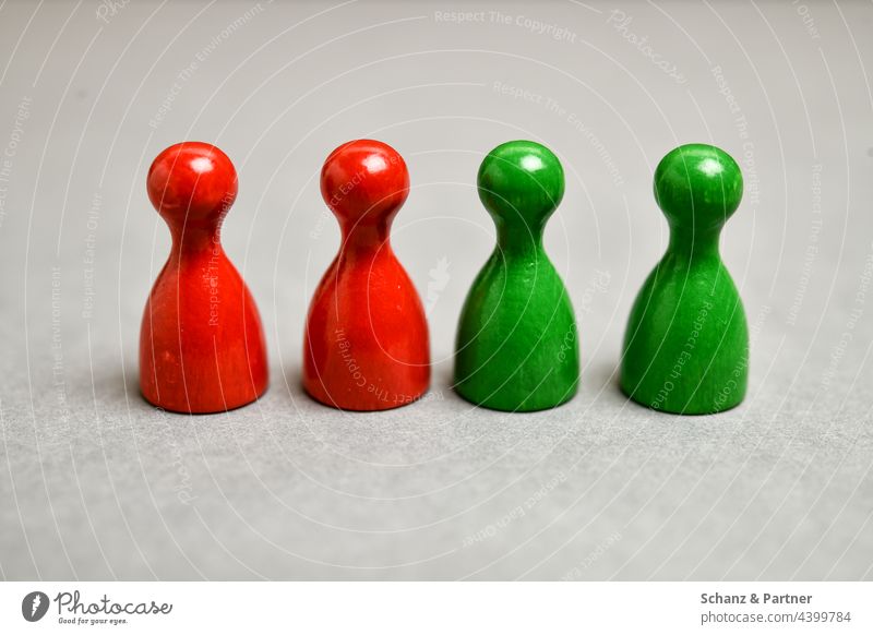 red-green game pieces from parlour game BTW21 Party Parties choice Election Sunday Black Red Green Party landscape Coalition Bundestag policy Sympolic SPD