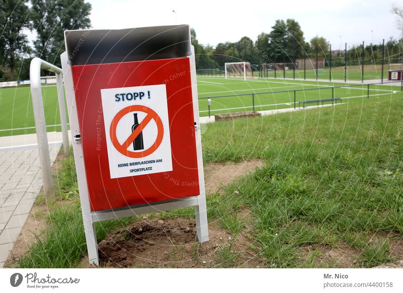 Signs I Stop - Bottles stay at home Prohibition sign Stop sign Signs and labeling Bans Signage Sporting grounds Characters Warning label Warning sign Safety