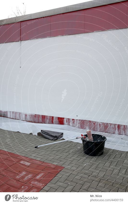 New coat painting works Paint Painting (action, work) Wall (building) Paintwork White Painter Redecorate Creativity Colour Paving stone change Construction site