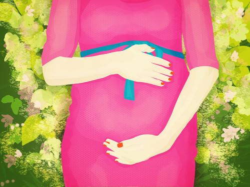 Pregnant woman in pink dress with greenery greens leaves nature flowers pregnancy pregnant woman expecting maternity maternal protection baby procreation beauty