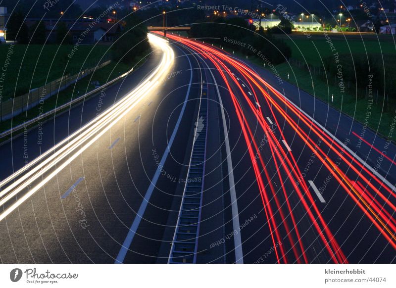 Motorway A1 By Night Highway Speed Dark Long exposure Light Transport