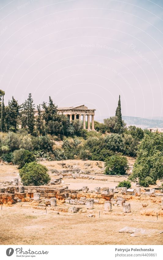 A view on the temple of Hephaestus in Athens, Greece hephaestus Temple Archeology Historic Landscape Ancient Greek Agora